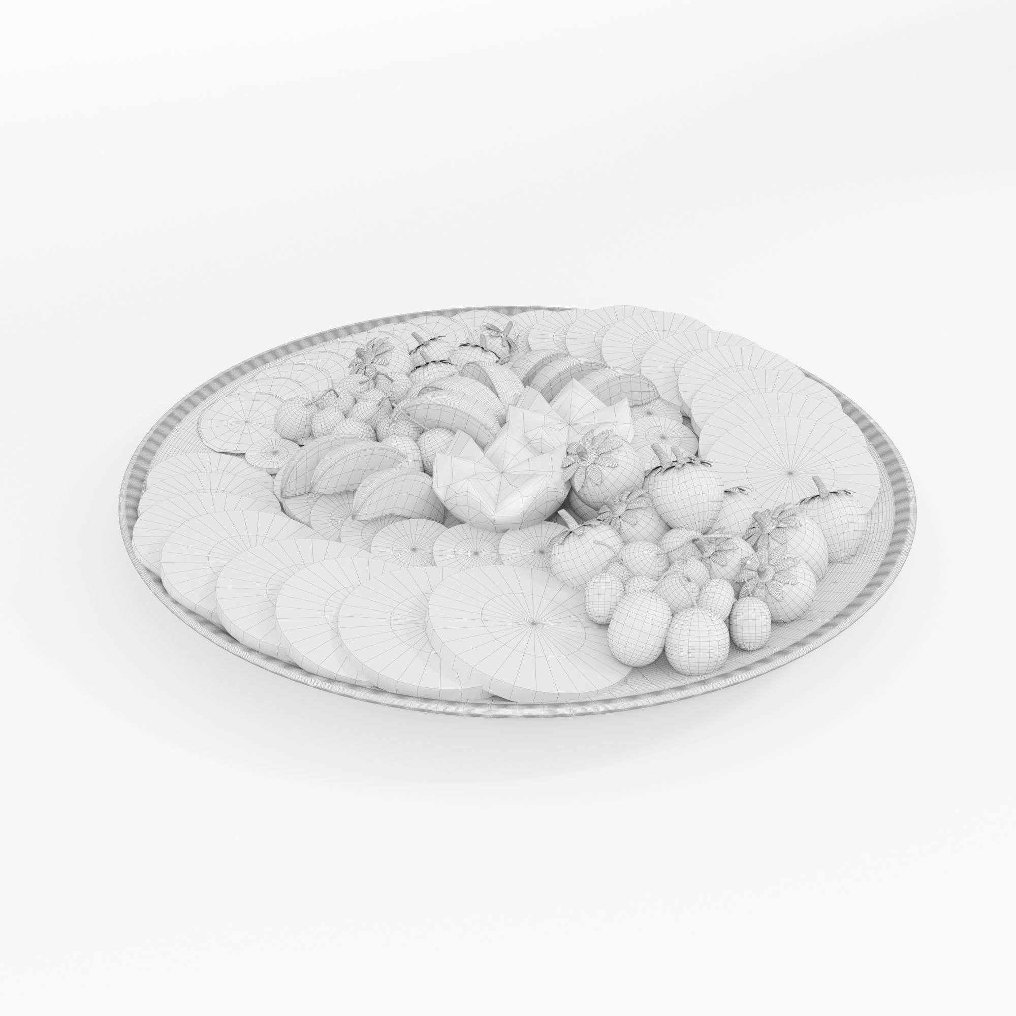 Fruit platter Low-poly 3D model_4