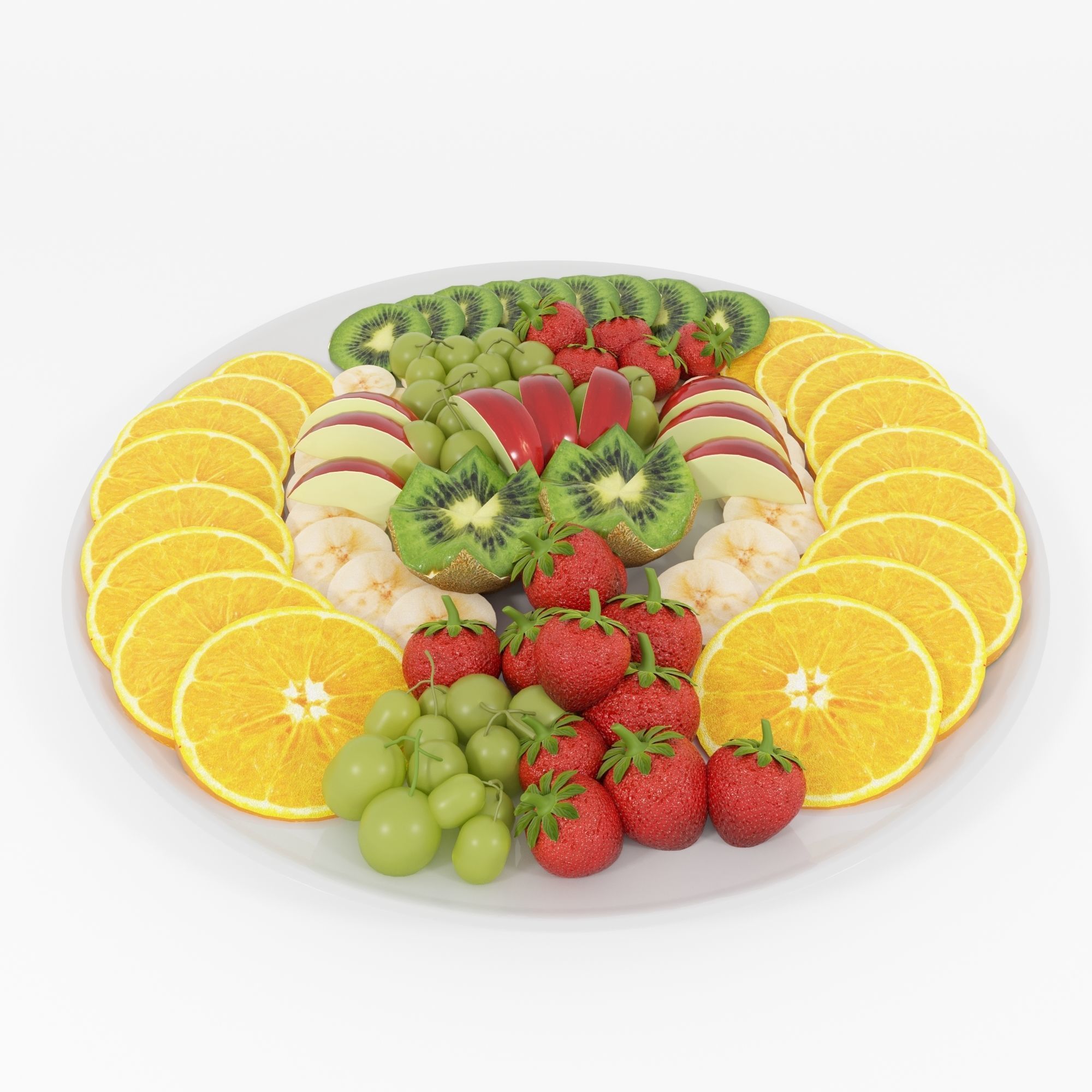 Fruit platter Low-poly 3D model_1