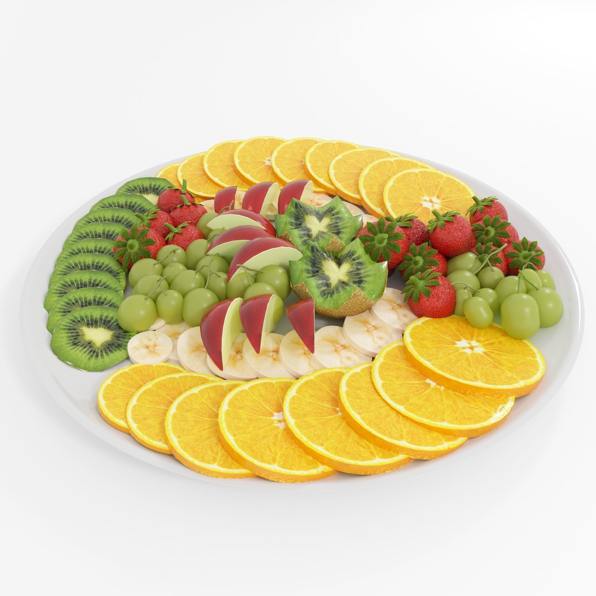 Fruit platter Low-poly 3D model_2