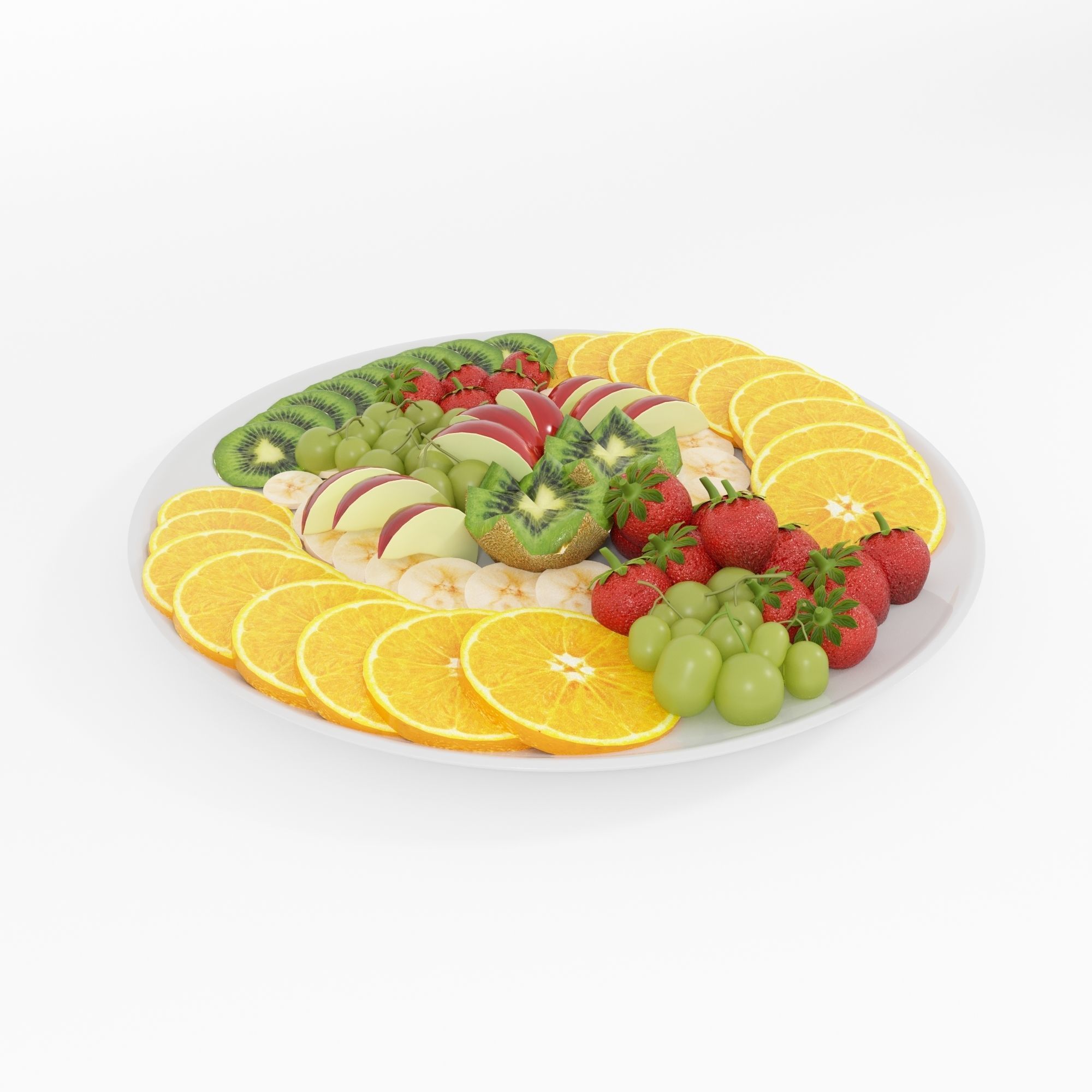 Fruit platter Low-poly 3D model_3