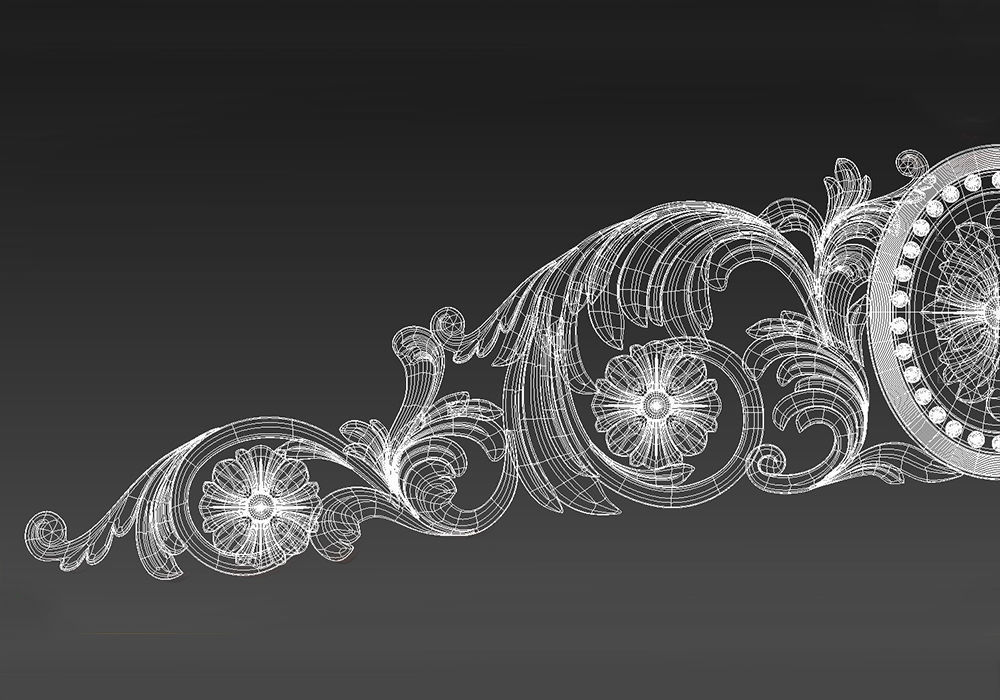 Carved decor horizontal 3D model_10