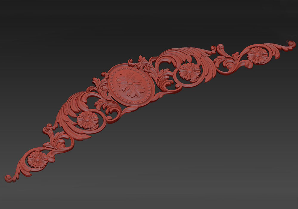 Carved decor horizontal 3D model_5