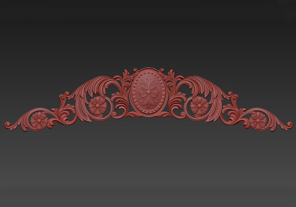 Carved decor horizontal 3D model_4