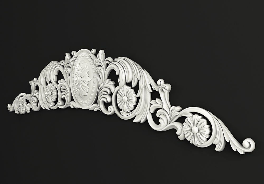 Carved decor horizontal 3D model_2