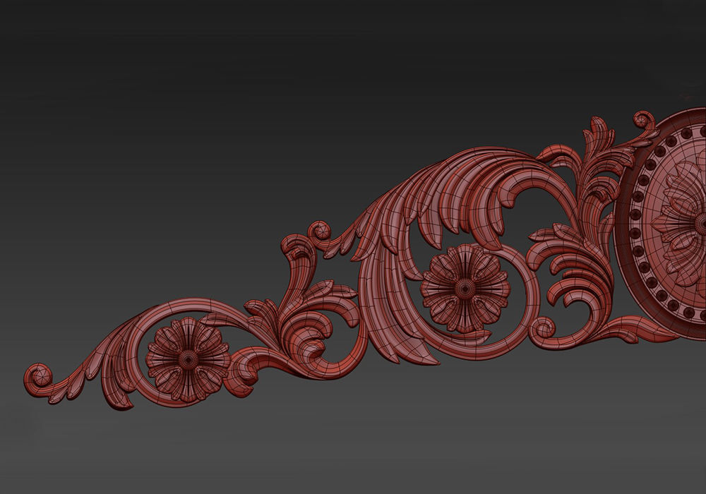 Carved decor horizontal 3D model_9