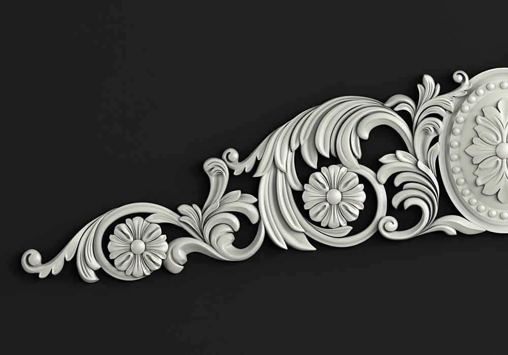 Carved decor horizontal 3D model_3