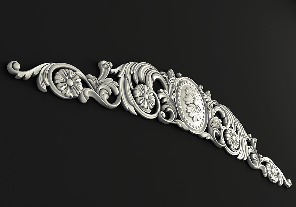 Carved decor horizontal 3D model_1