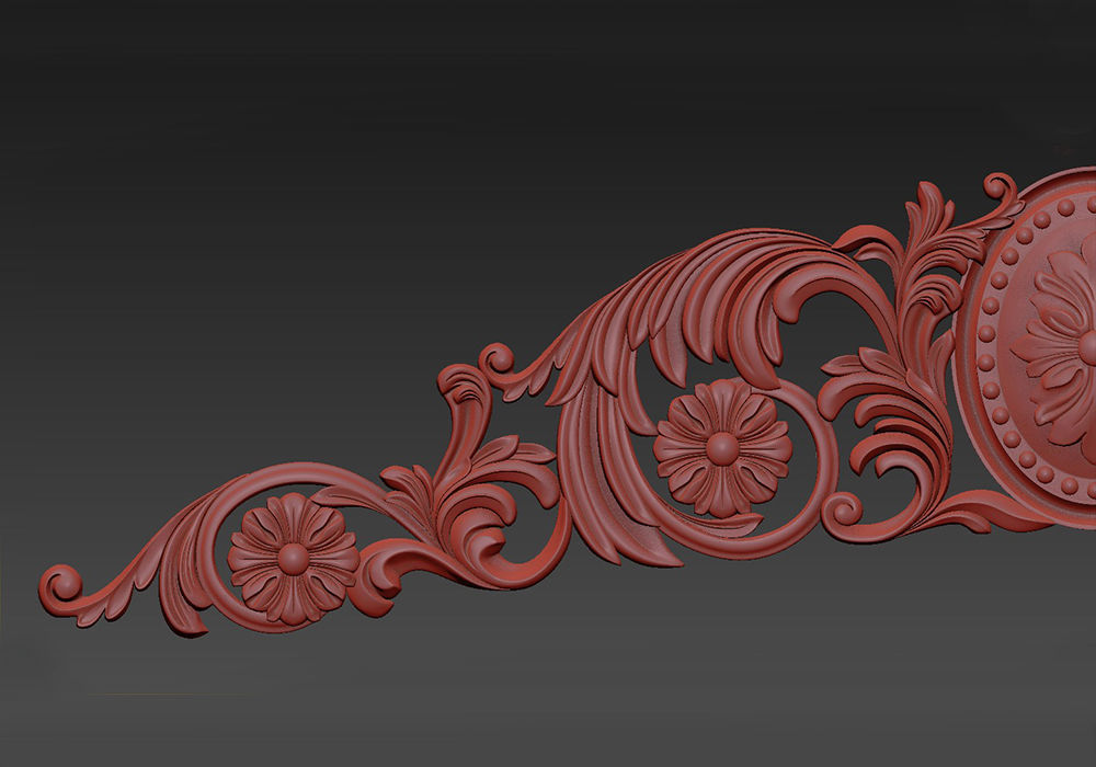 Carved decor horizontal 3D model_6