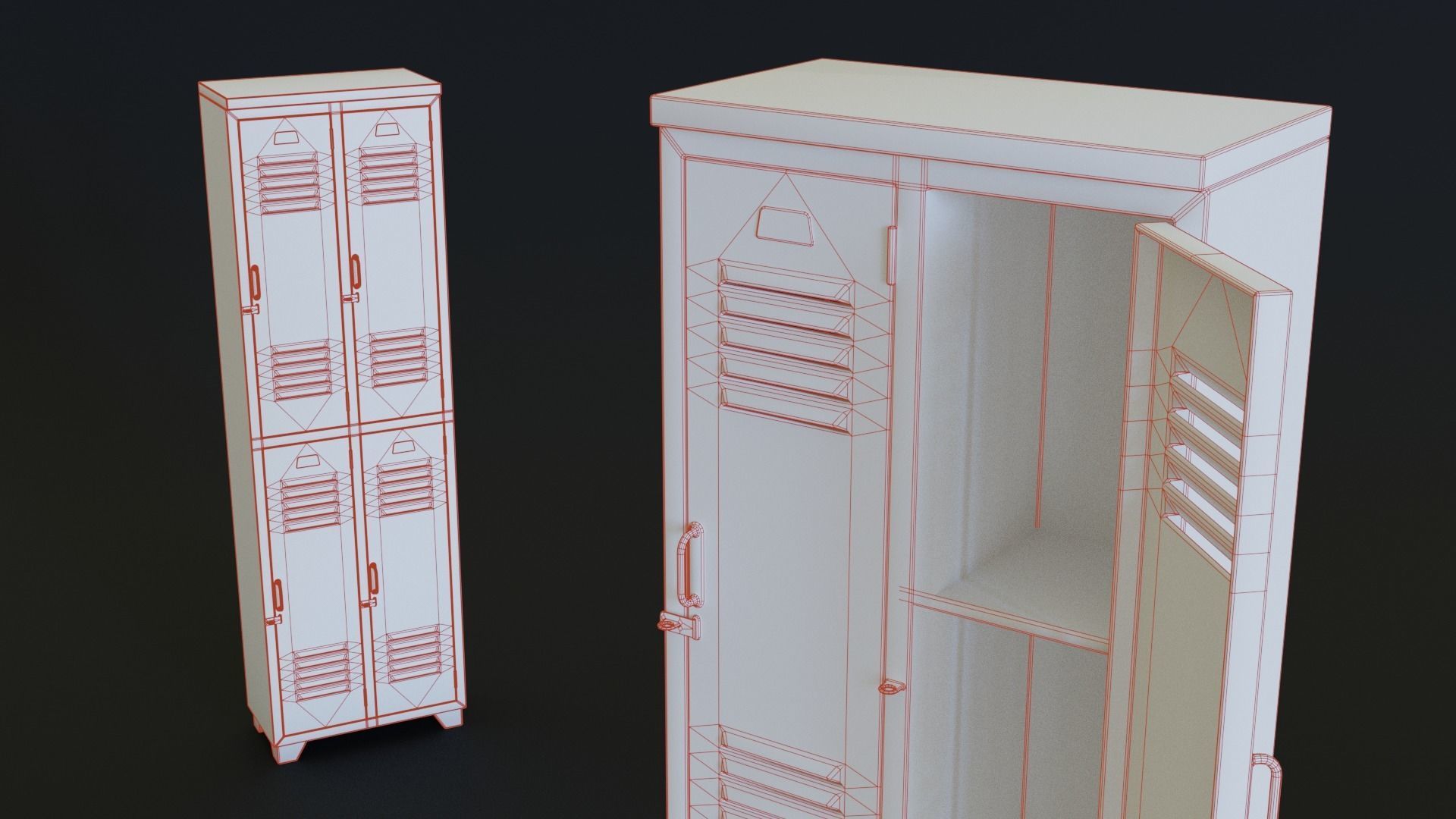Locker Low-poly 3D model_7