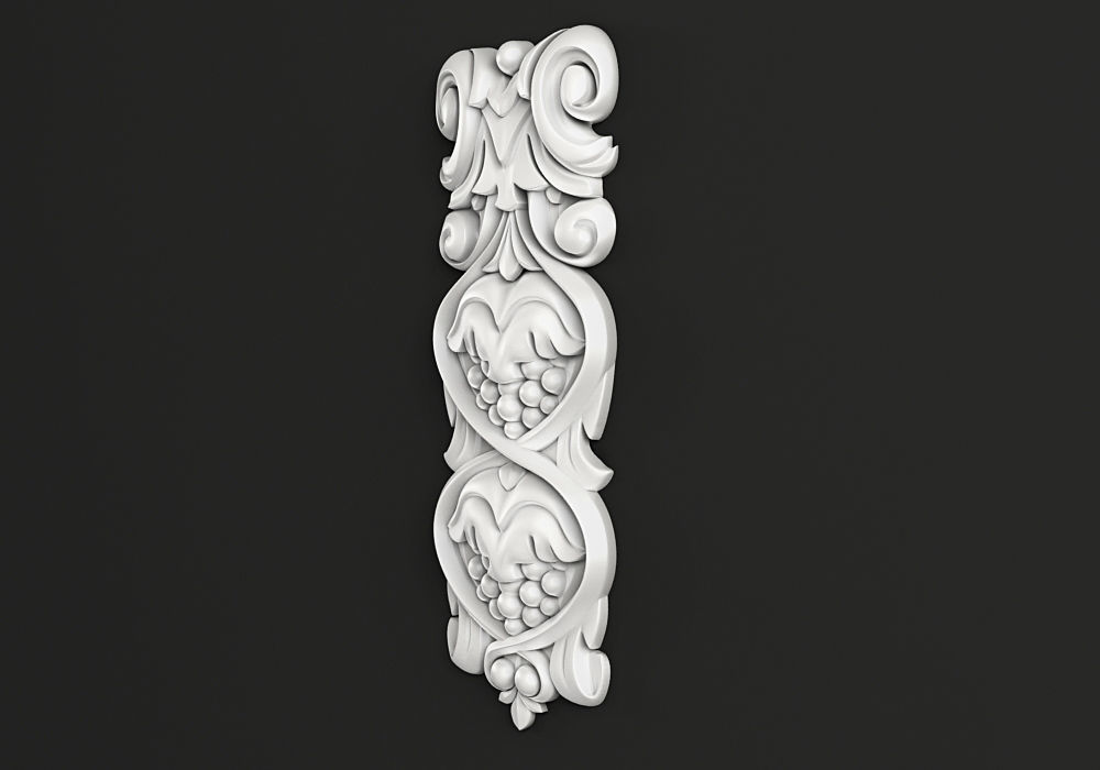 Carved decor vertical  3D model_1