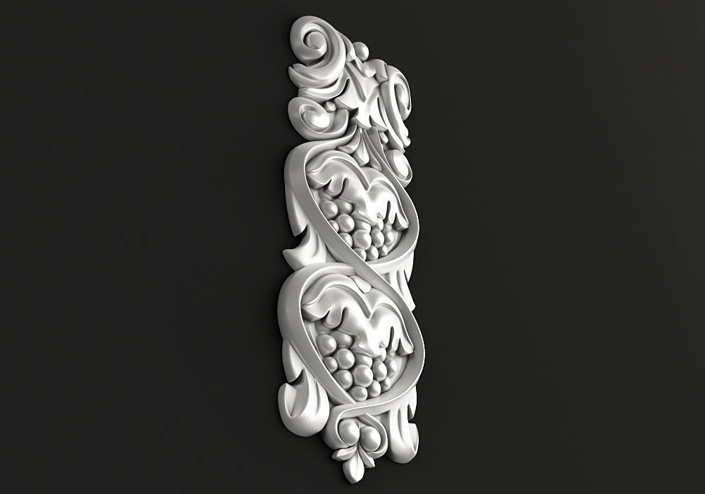 Carved decor vertical  3D model_2