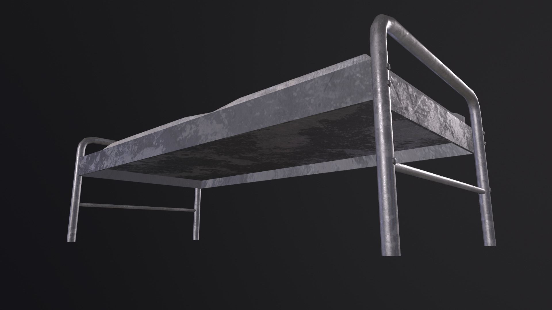 Single prison bed Low-poly 3D model_2