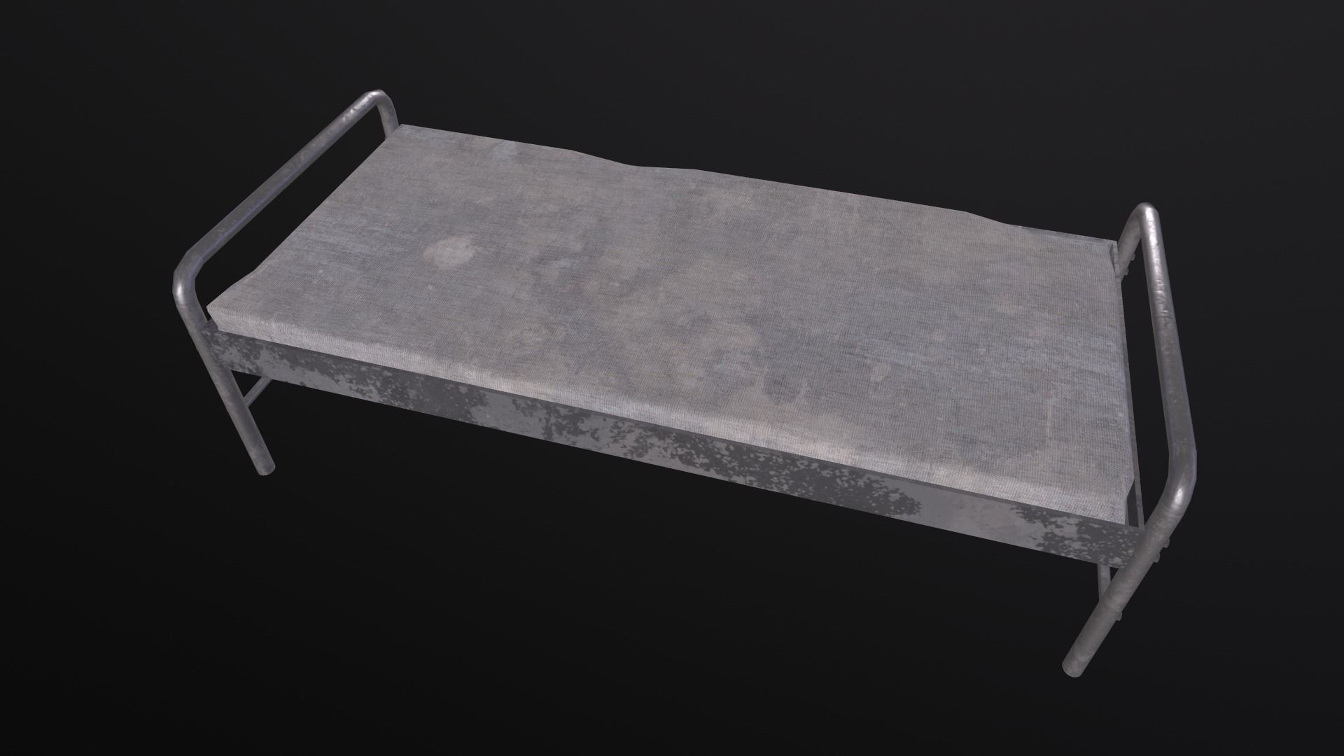 Single prison bed Low-poly 3D model_3