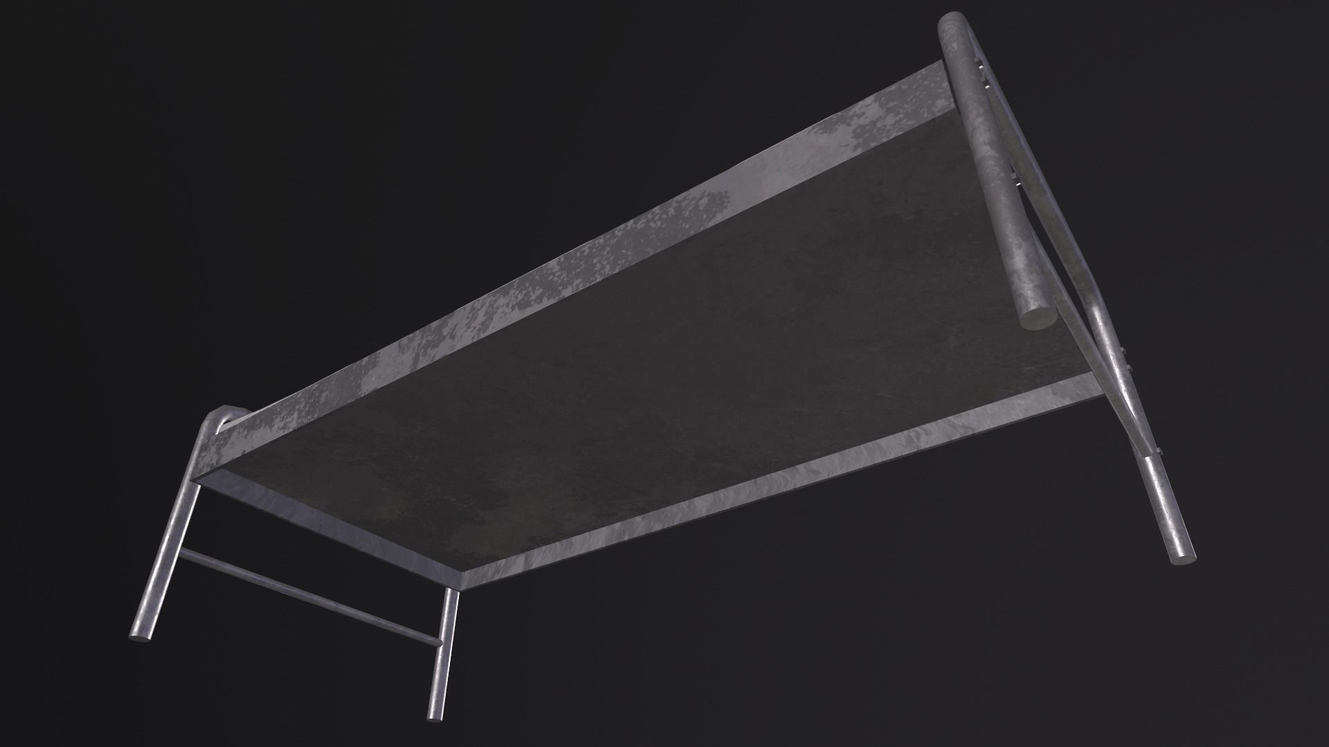 Single prison bed Low-poly 3D model_4