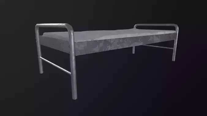 Single prison bed Low-poly 3D model