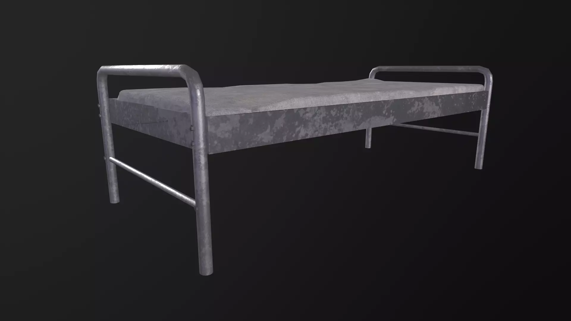 Single prison bed Low-poly 3D model_0