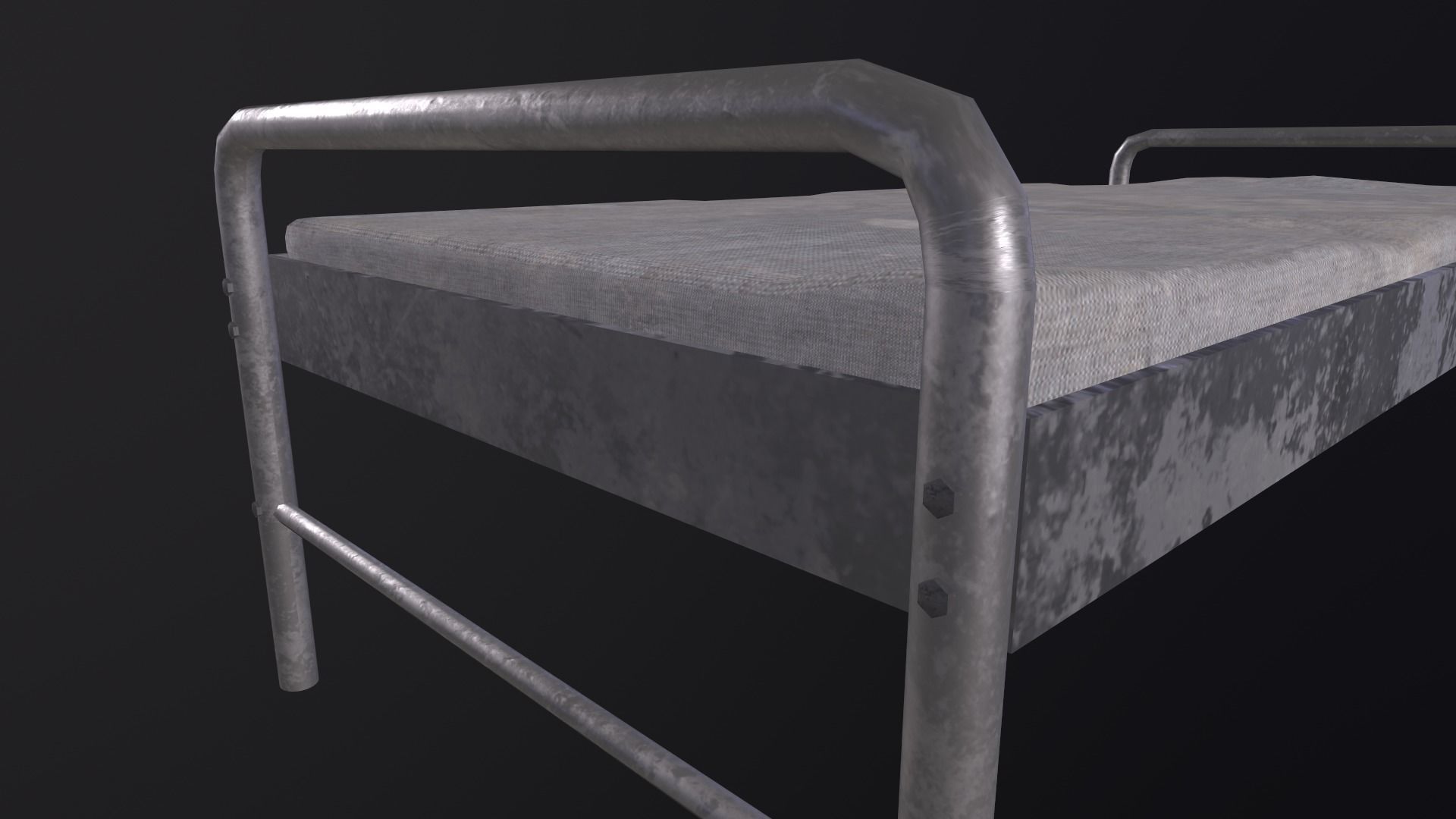 Single prison bed Low-poly 3D model_6