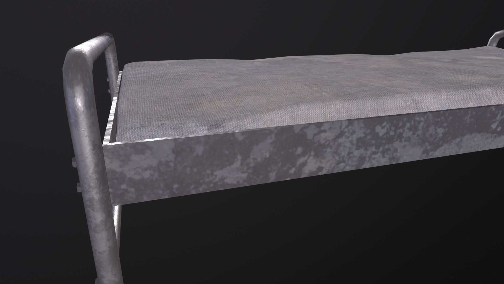 Single prison bed Low-poly 3D model_5