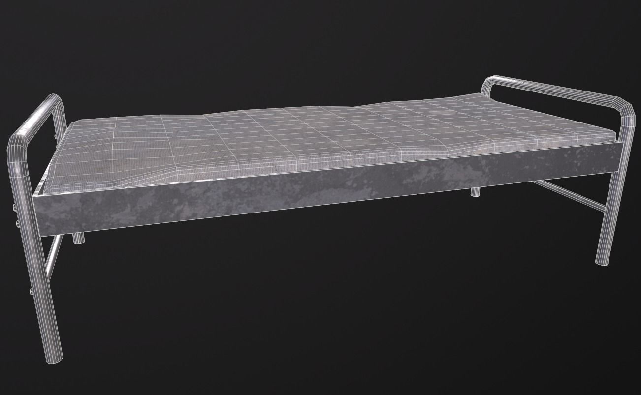 Single prison bed Low-poly 3D model_7