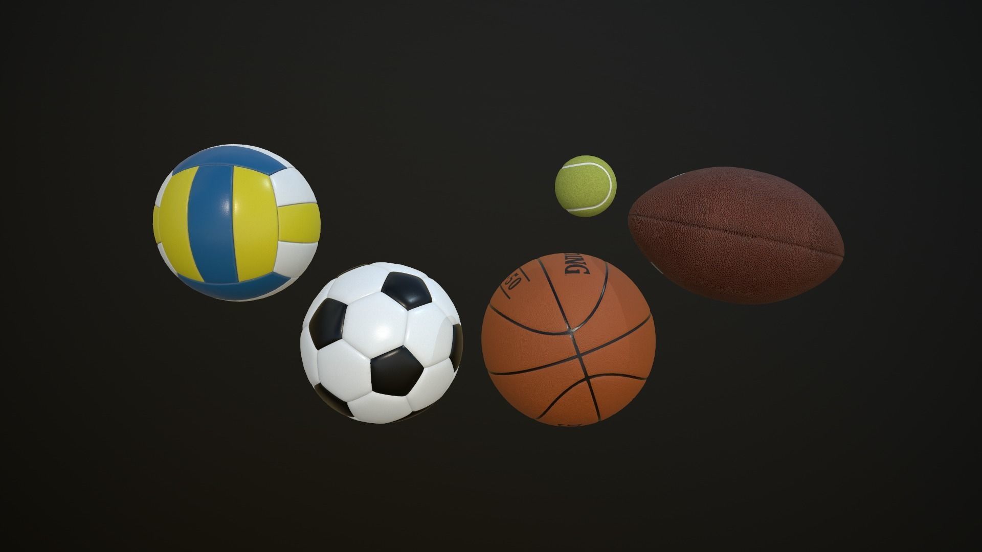 Gaming balls Low-poly 3D model_6