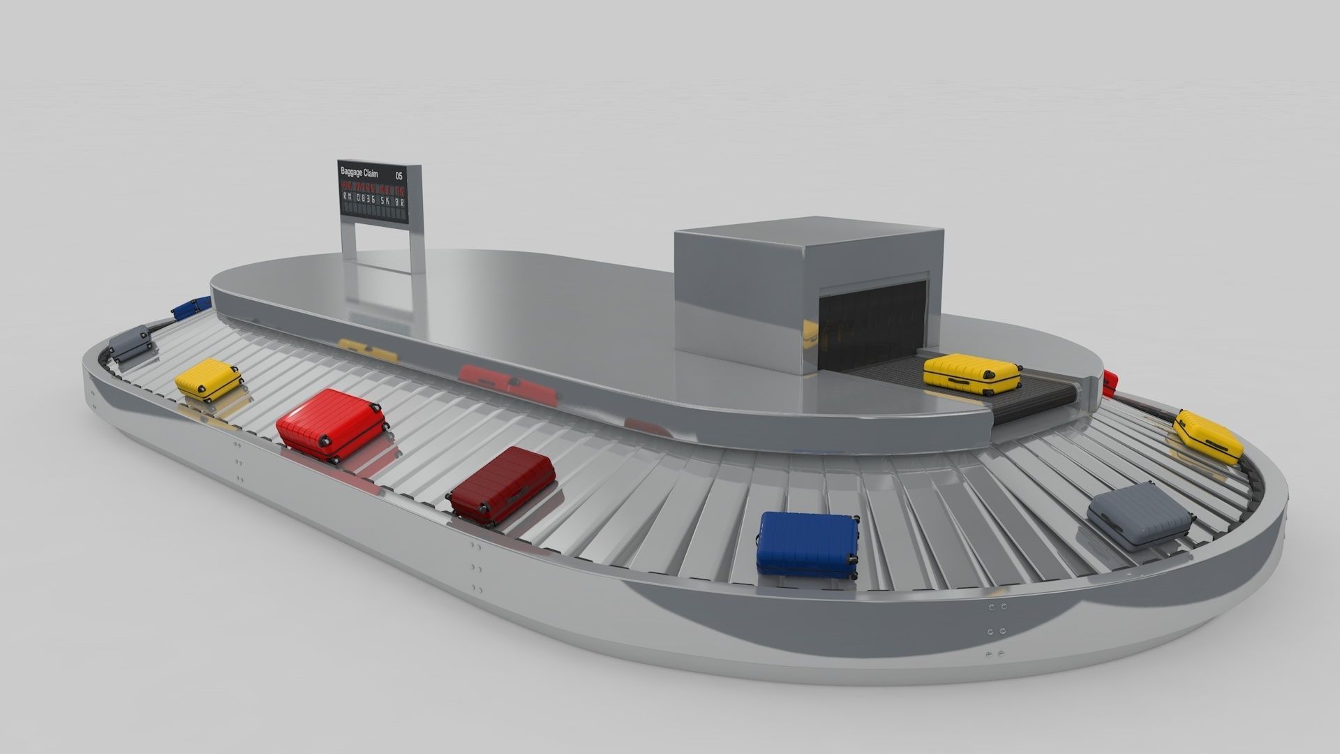 Airport Baggage Conveyor Belt Adjustable 3D model_27