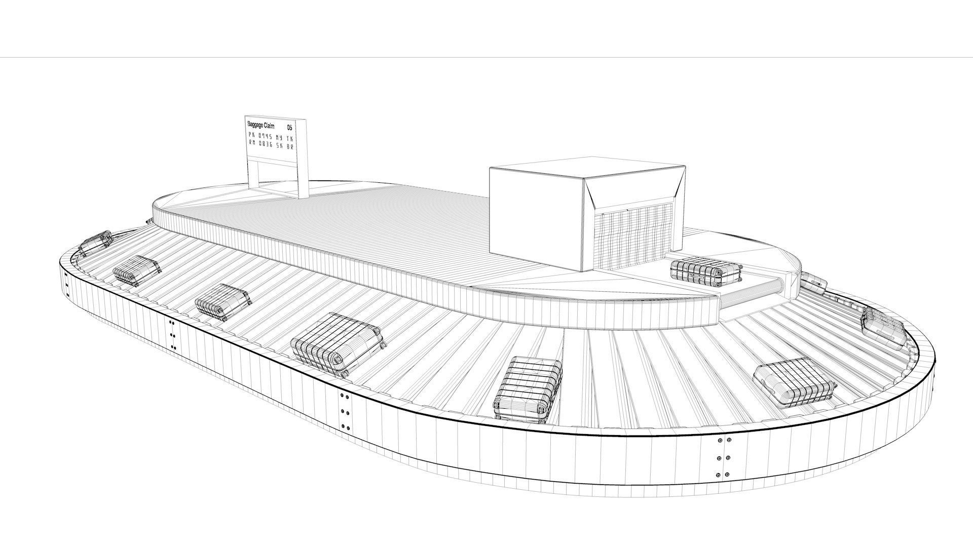 Airport Baggage Conveyor Belt Adjustable 3D model_35