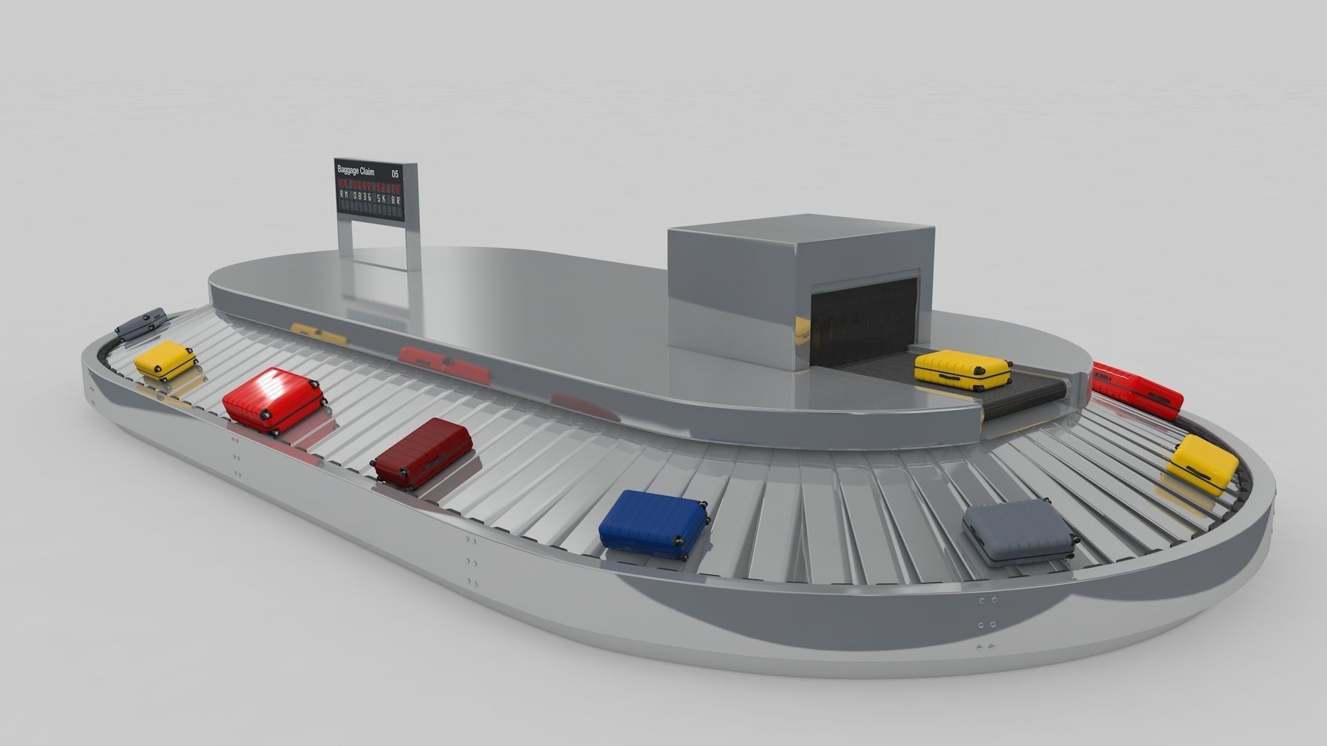 Airport Baggage Conveyor Belt Adjustable 3D model_28