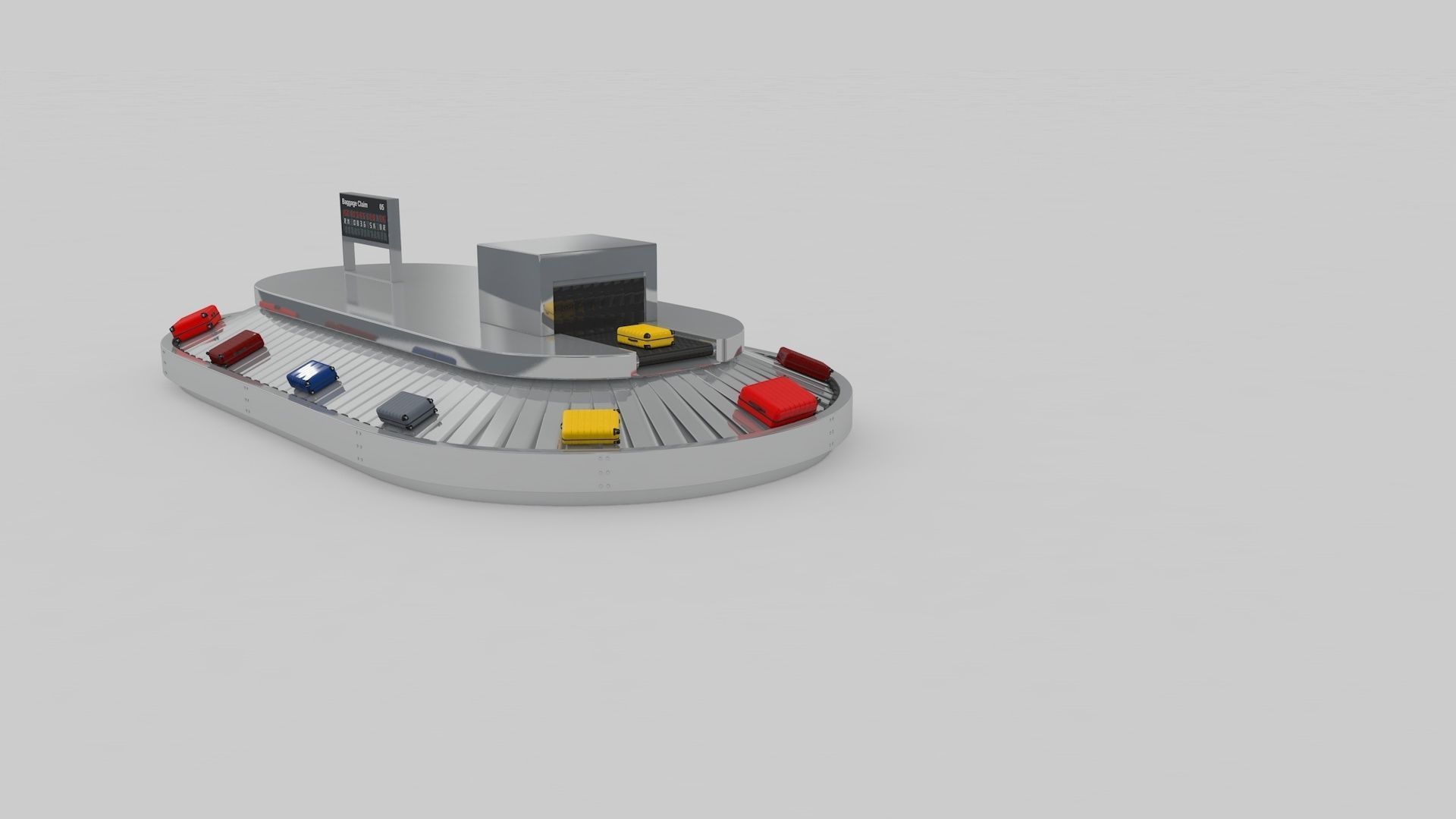 Airport Baggage Conveyor Belt Adjustable 3D model_11