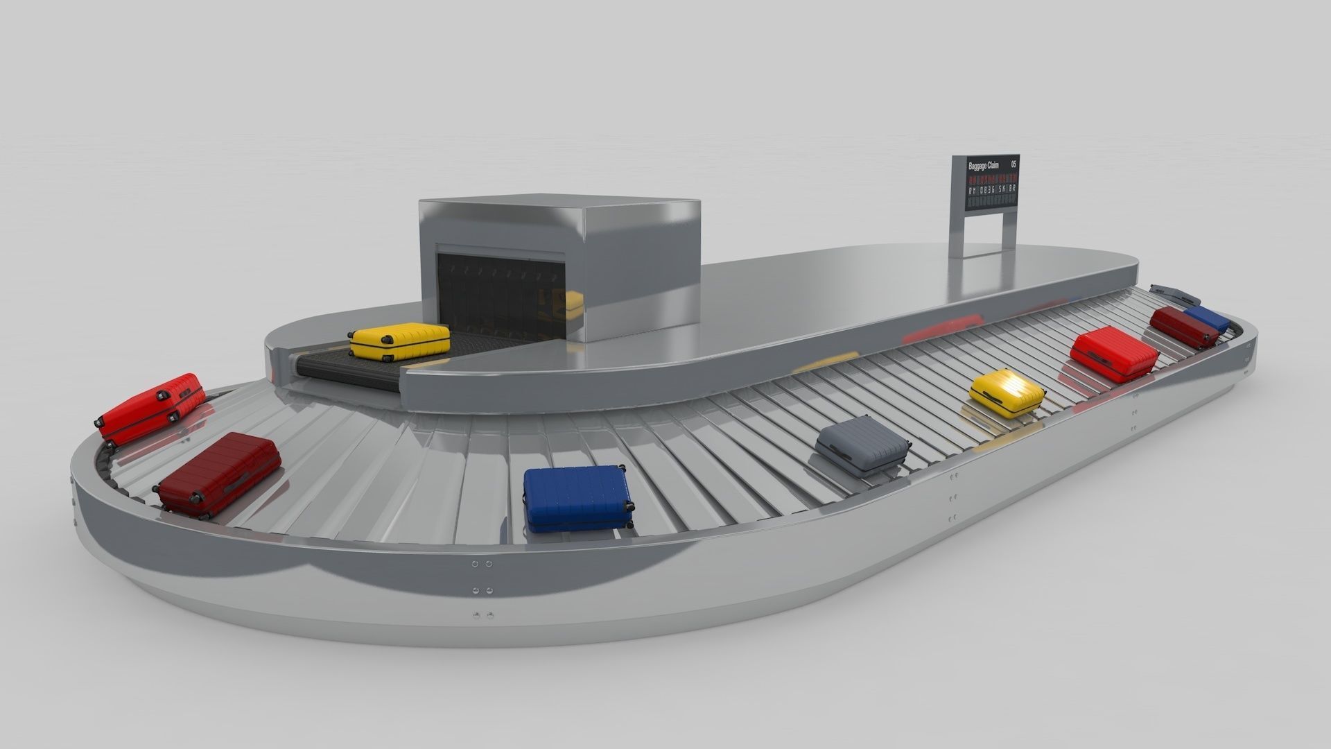 Airport Baggage Conveyor Belt Adjustable 3D model_2