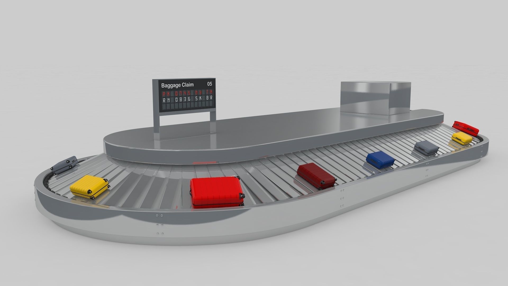 Airport Baggage Conveyor Belt Adjustable 3D model_4