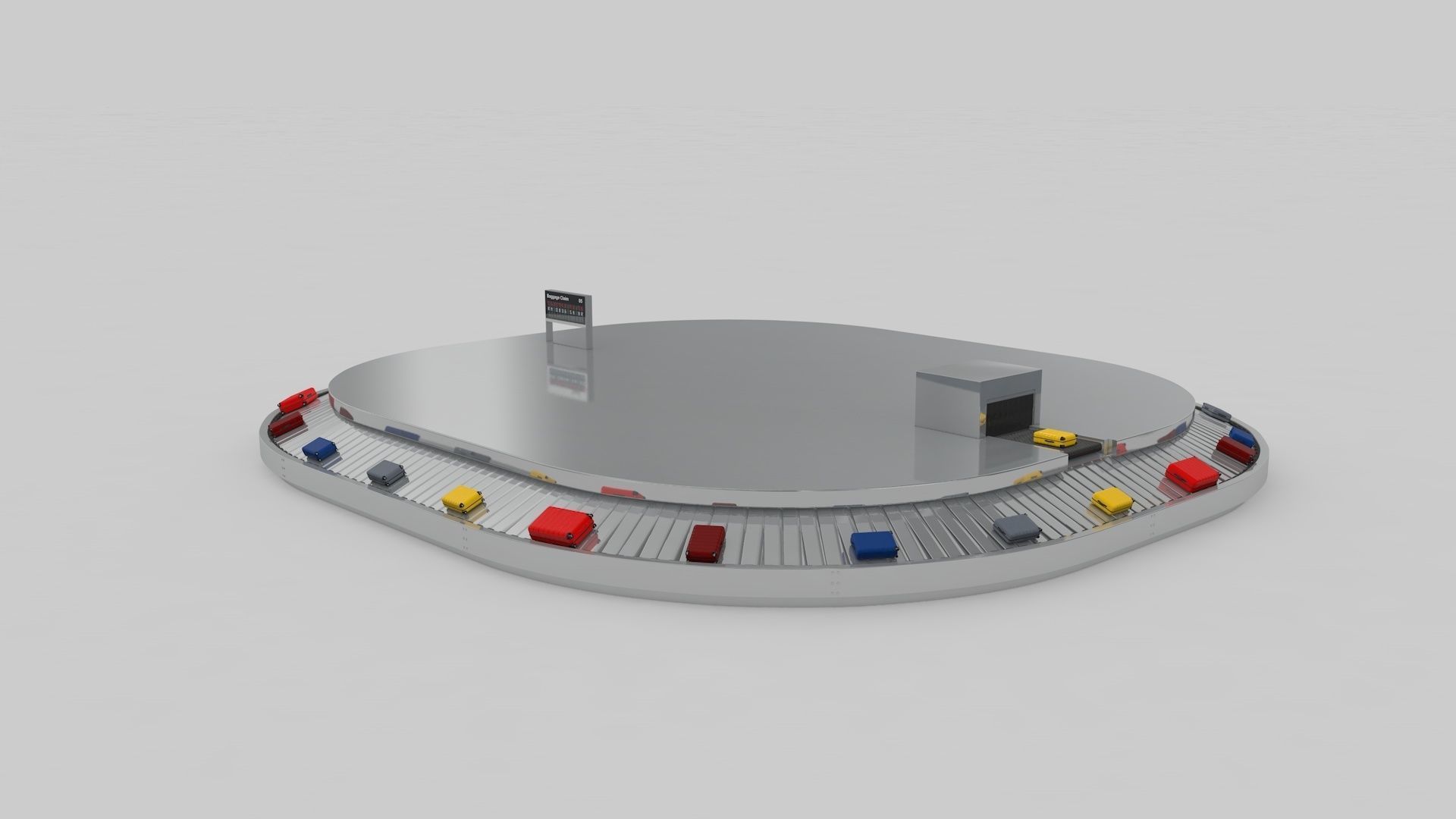 Airport Baggage Conveyor Belt Adjustable 3D model_30