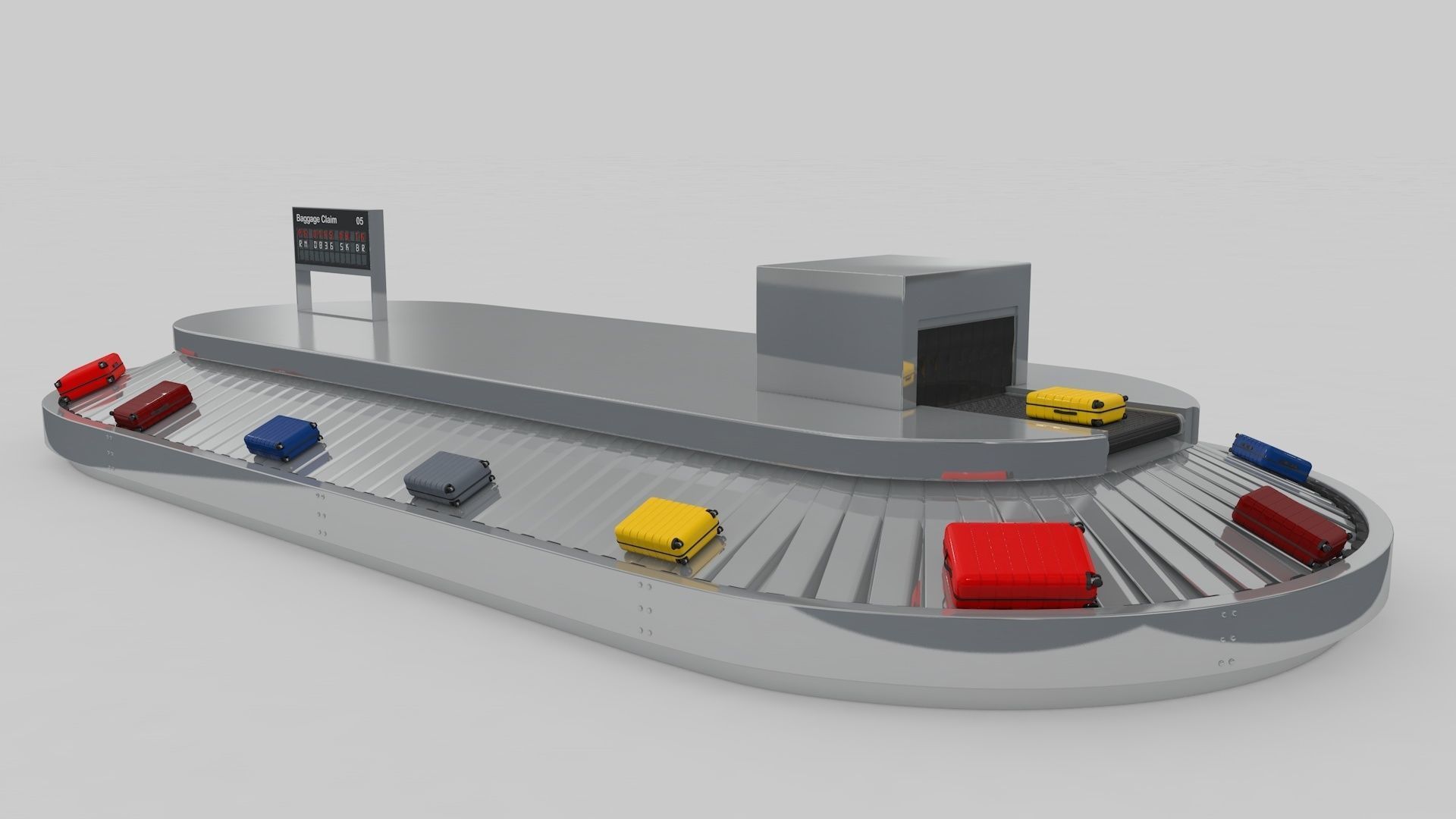 Airport Baggage Conveyor Belt Adjustable 3D model_1