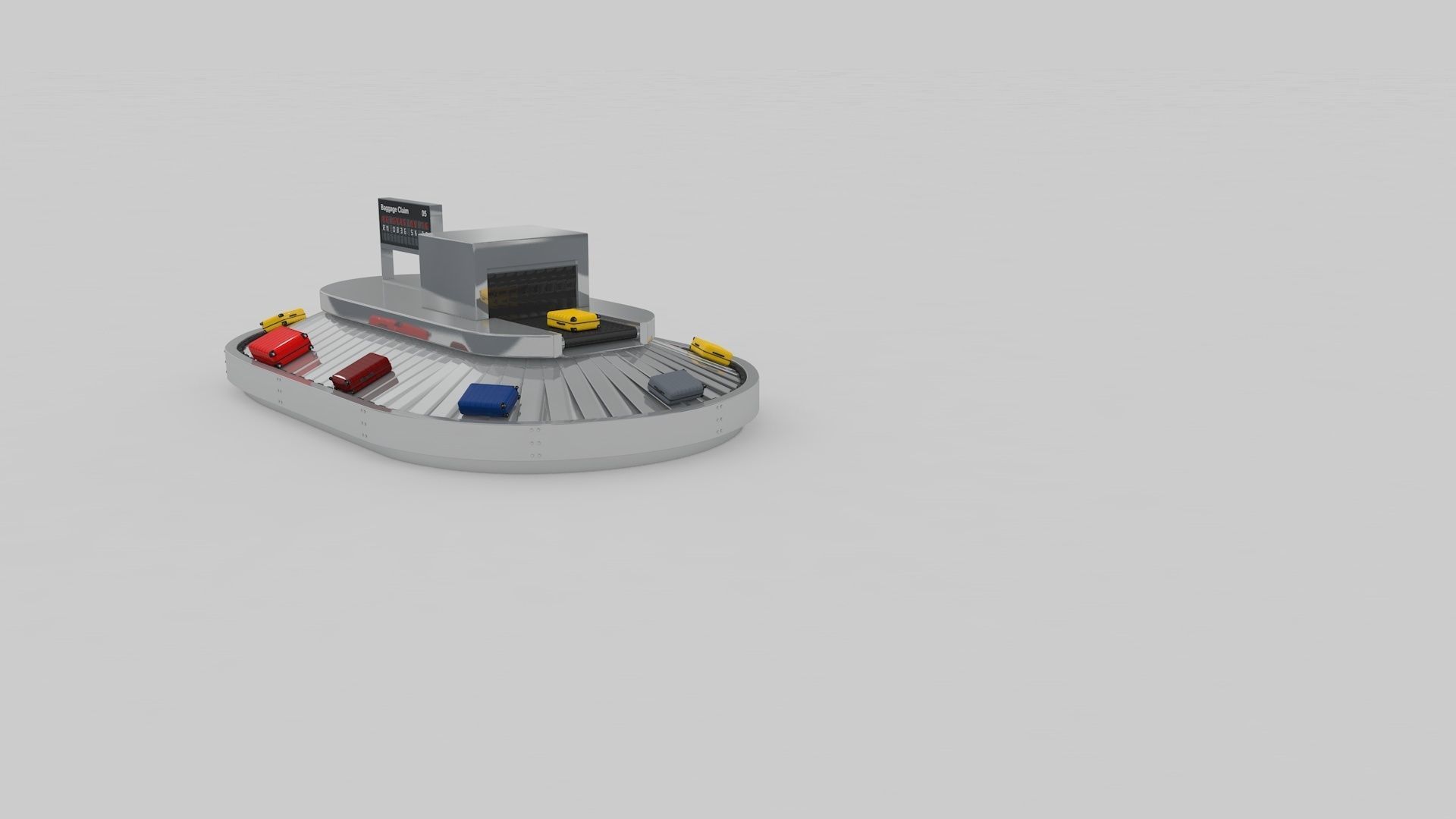 Airport Baggage Conveyor Belt Adjustable 3D model_10