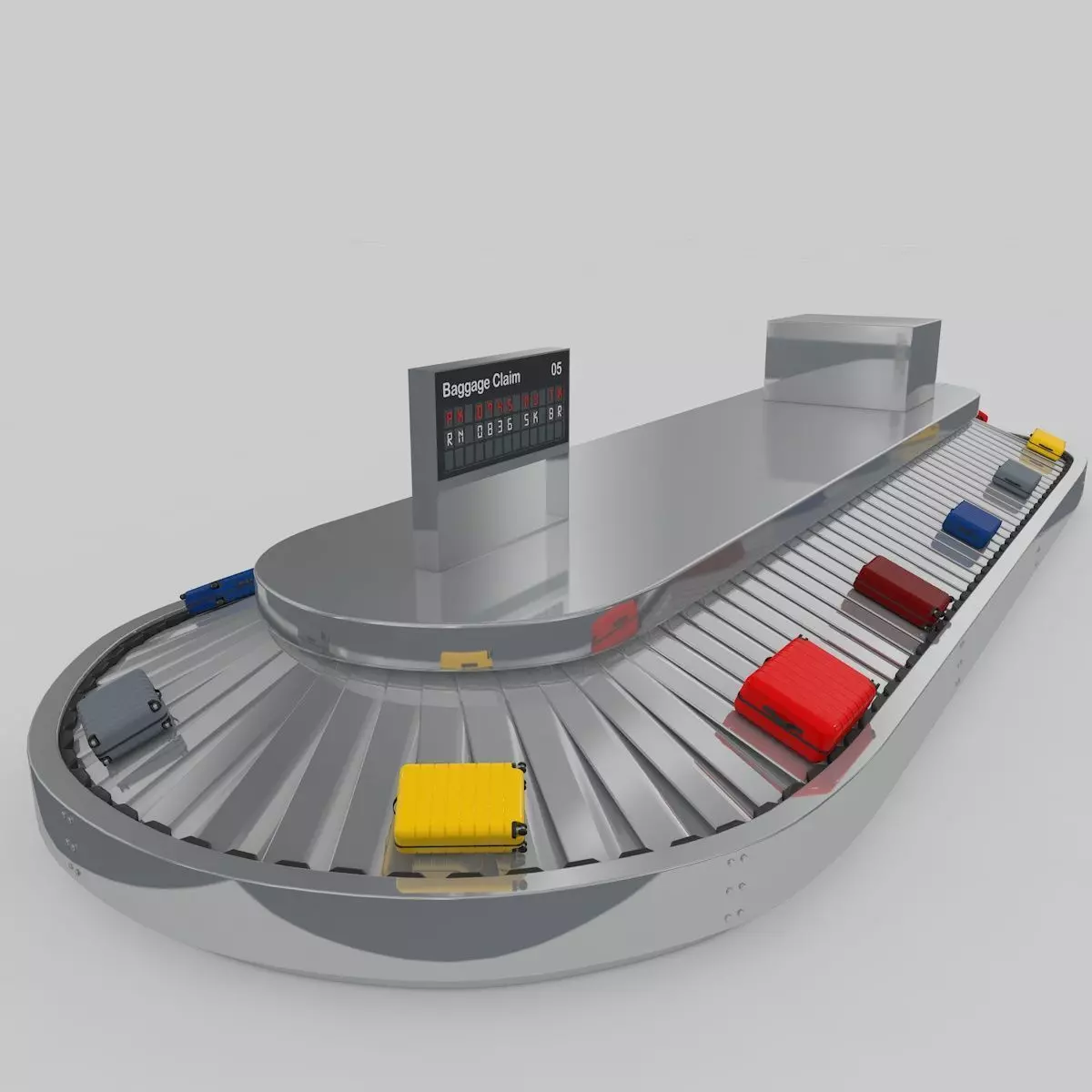 Airport Baggage Conveyor Belt Adjustable 3D model_0