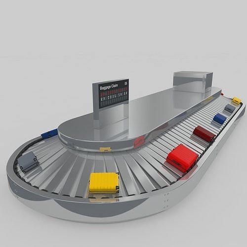 Airport Baggage Conveyor Belt Adjustable 3D model