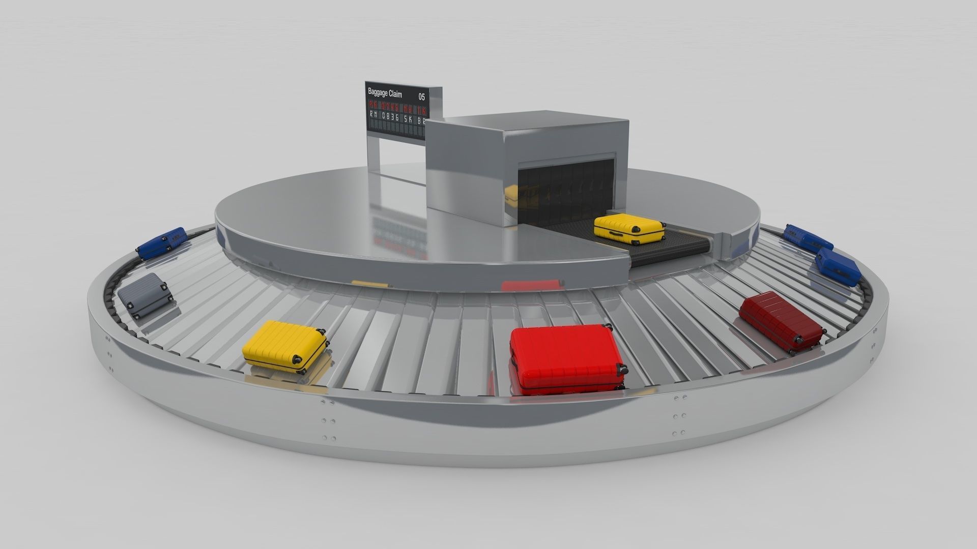 Airport Baggage Conveyor Belt Adjustable 3D model_23