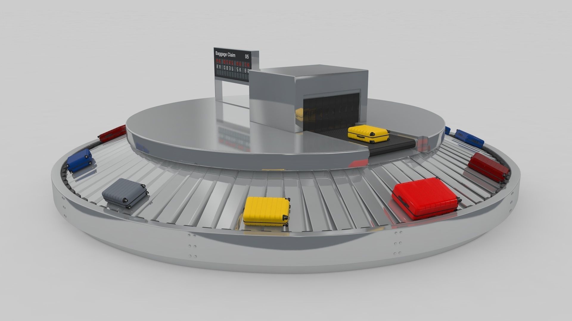 Airport Baggage Conveyor Belt Adjustable 3D model_21