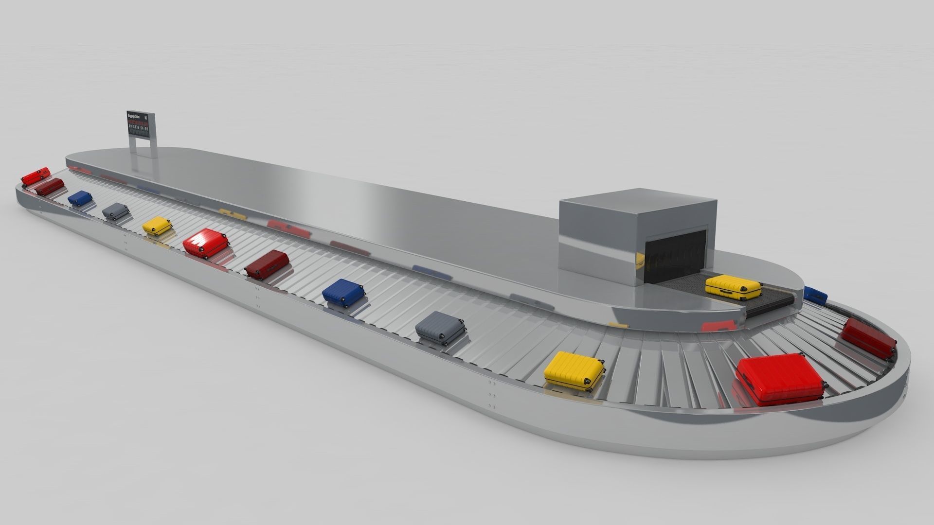 Airport Baggage Conveyor Belt Adjustable 3D model_14
