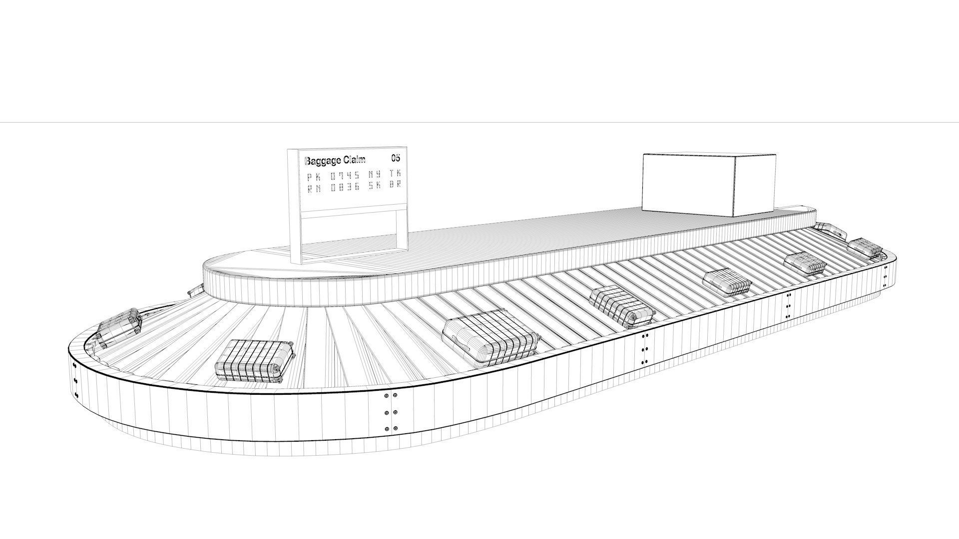 Airport Baggage Conveyor Belt Adjustable 3D model_34