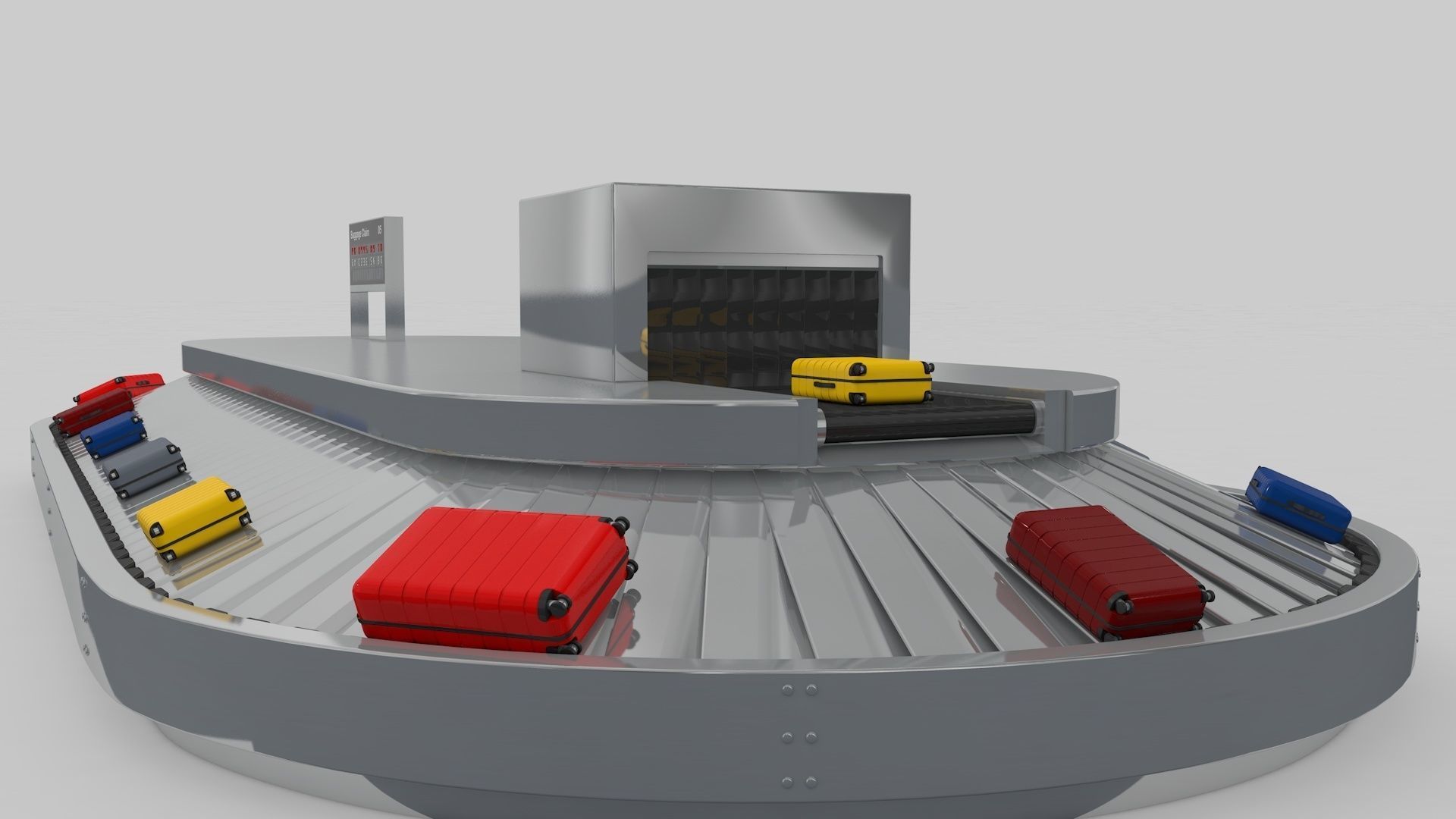 Airport Baggage Conveyor Belt Adjustable 3D model_7