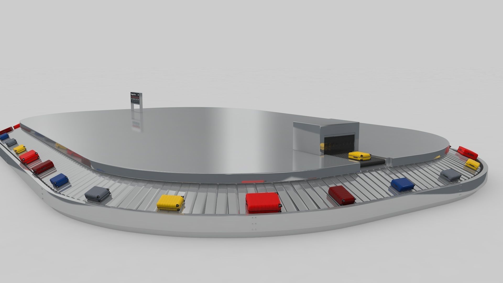 Airport Baggage Conveyor Belt Adjustable 3D model_17