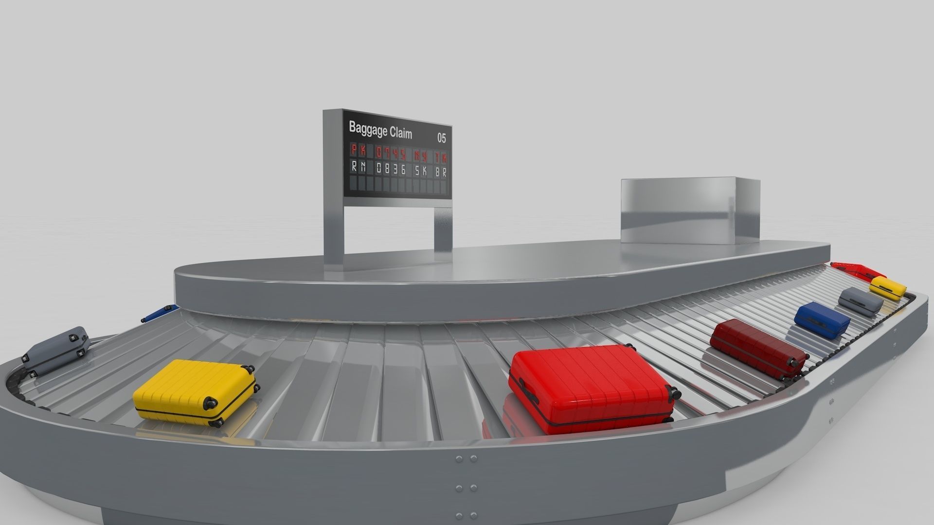 Airport Baggage Conveyor Belt Adjustable 3D model_5