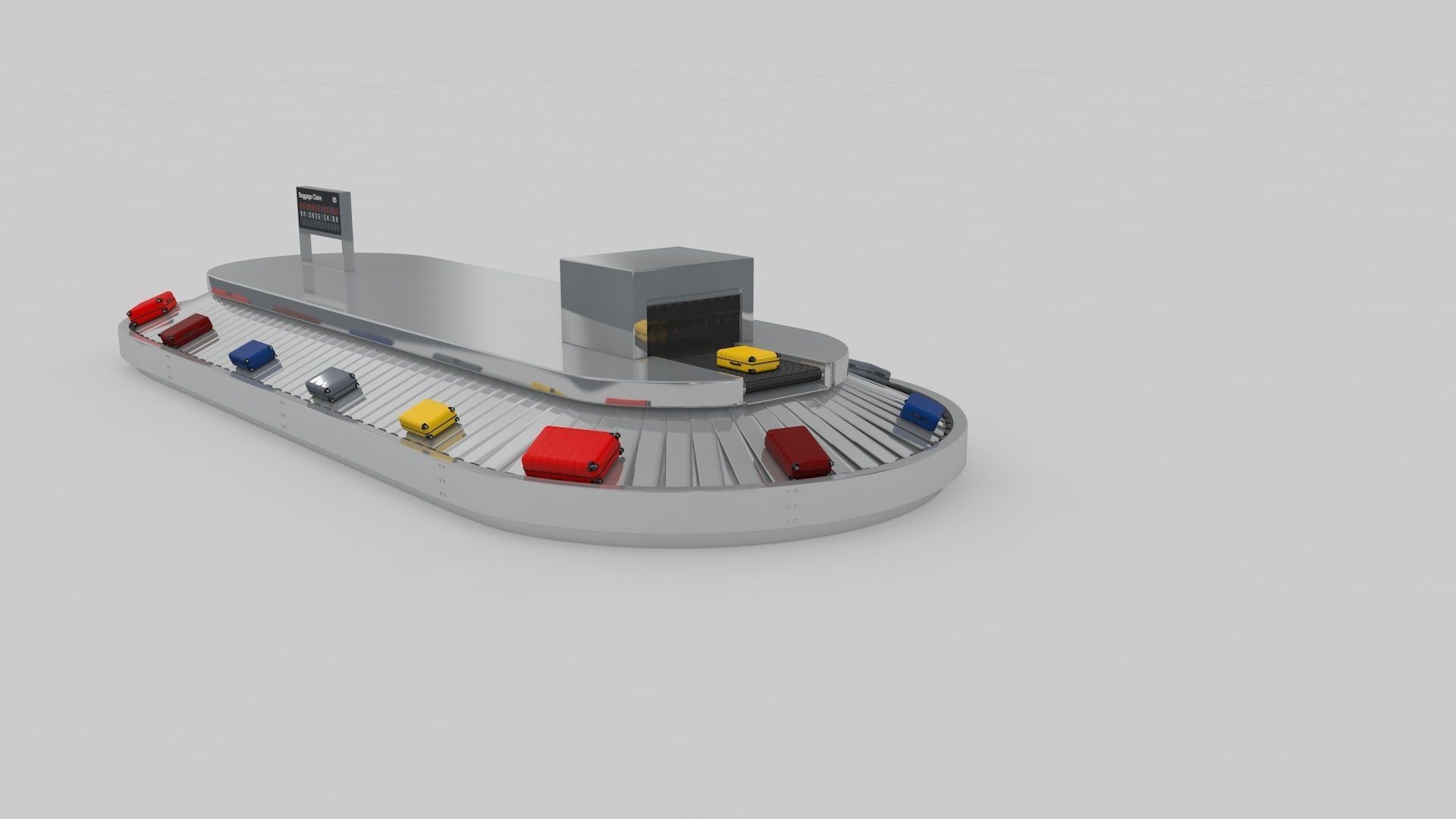 Airport Baggage Conveyor Belt Adjustable 3D model_12