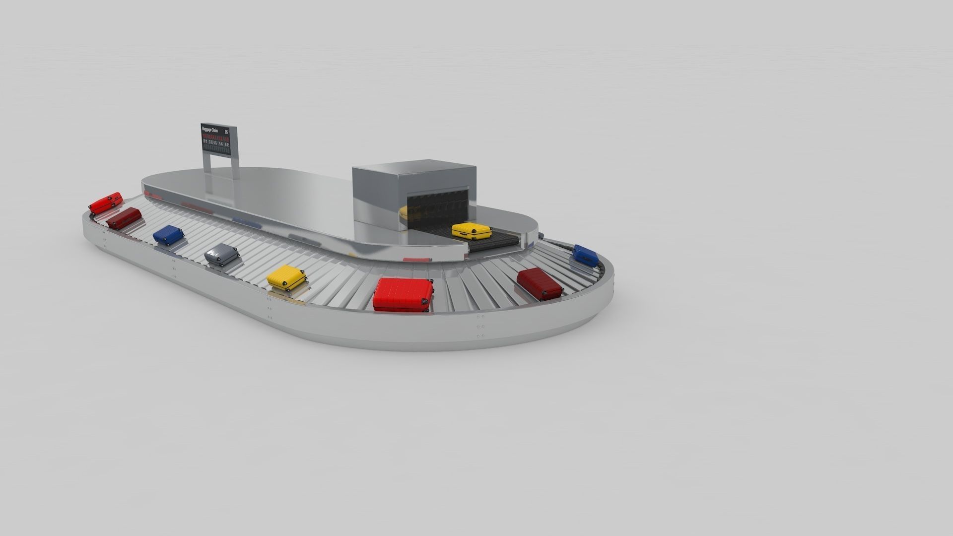 Airport Baggage Conveyor Belt Adjustable 3D model_9