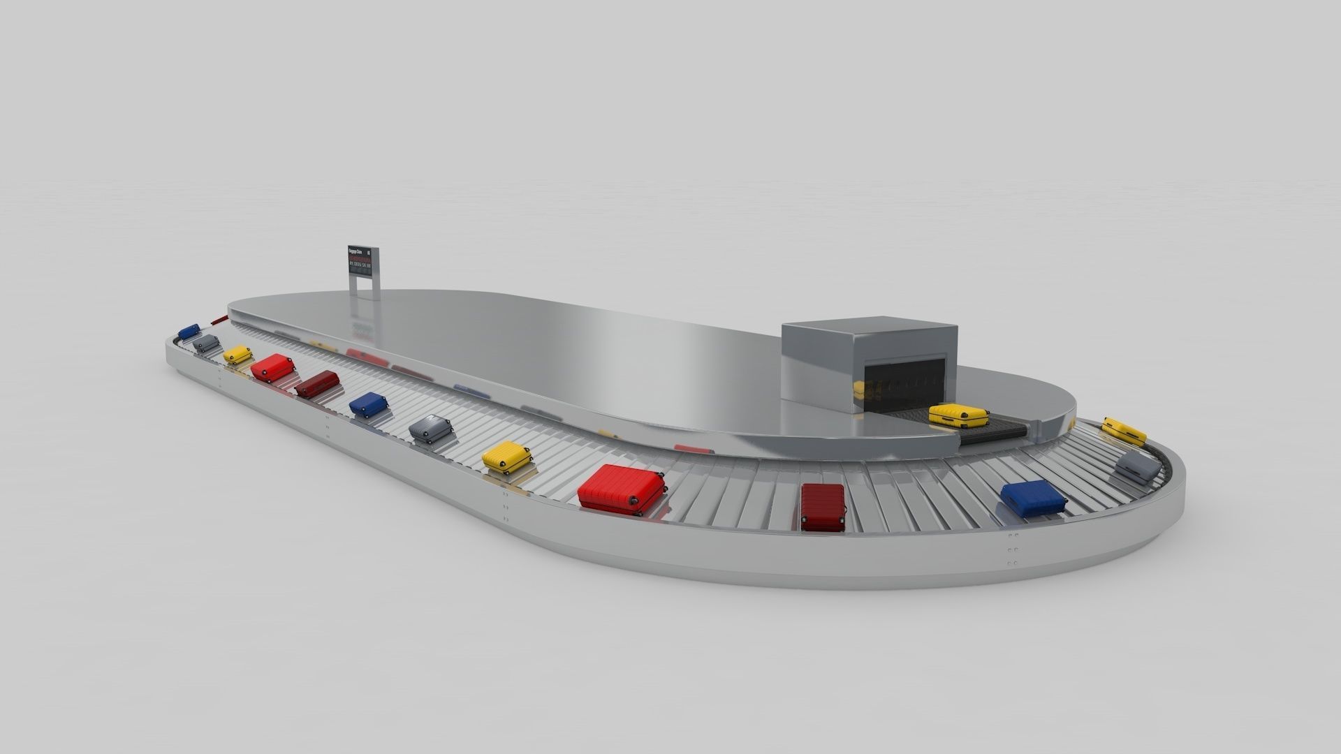 Airport Baggage Conveyor Belt Adjustable 3D model_16