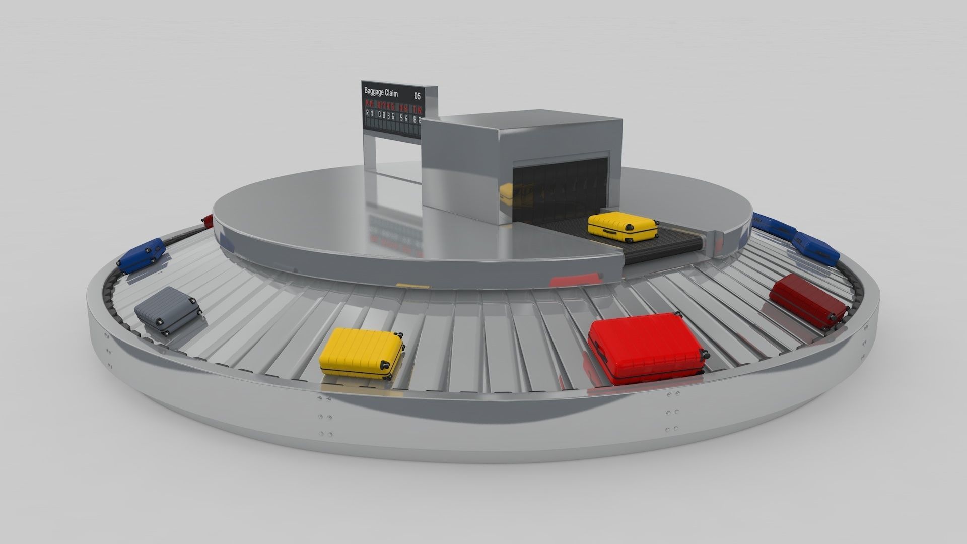 Airport Baggage Conveyor Belt Adjustable 3D model_22