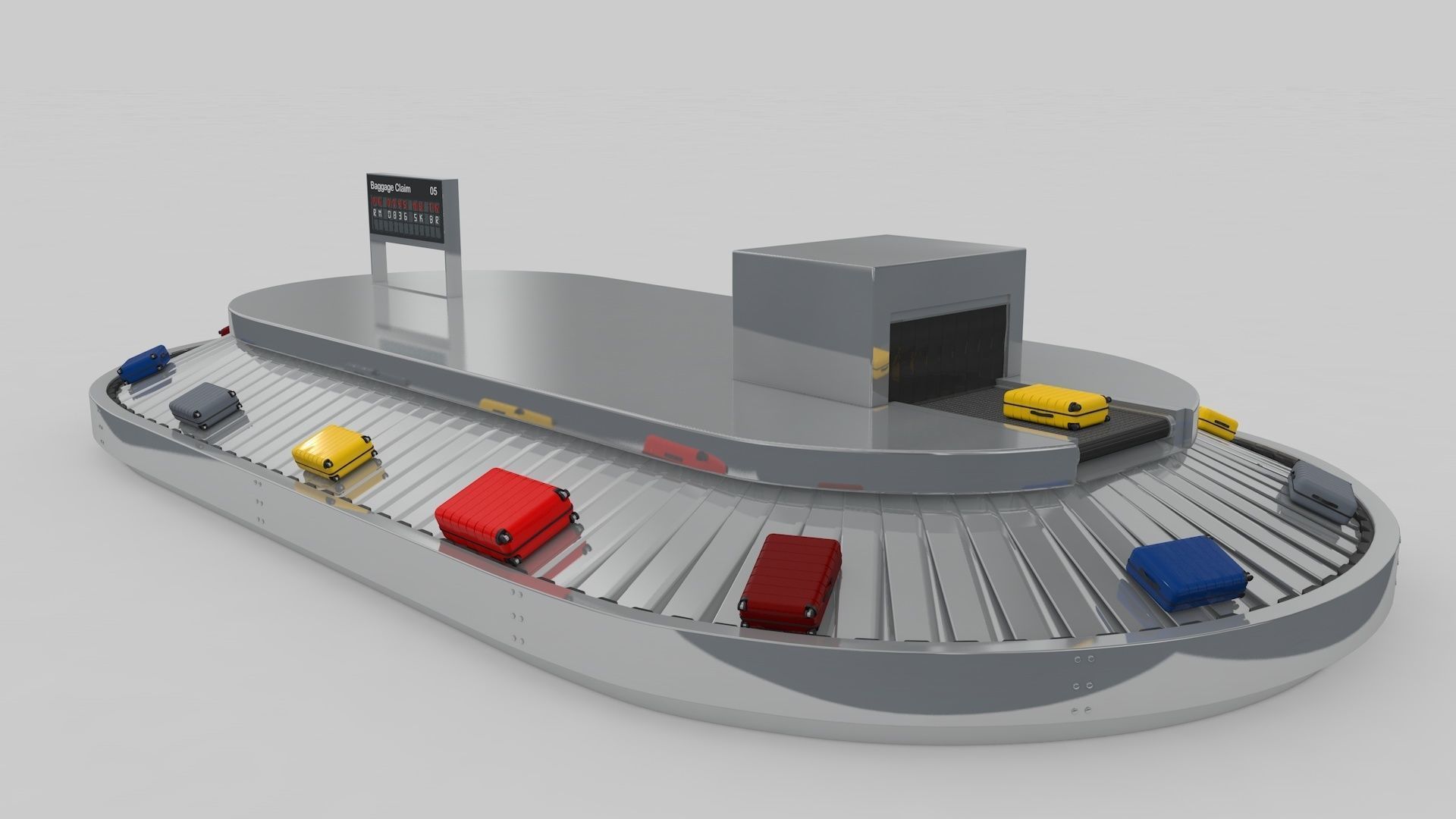 Airport Baggage Conveyor Belt Adjustable 3D model_25