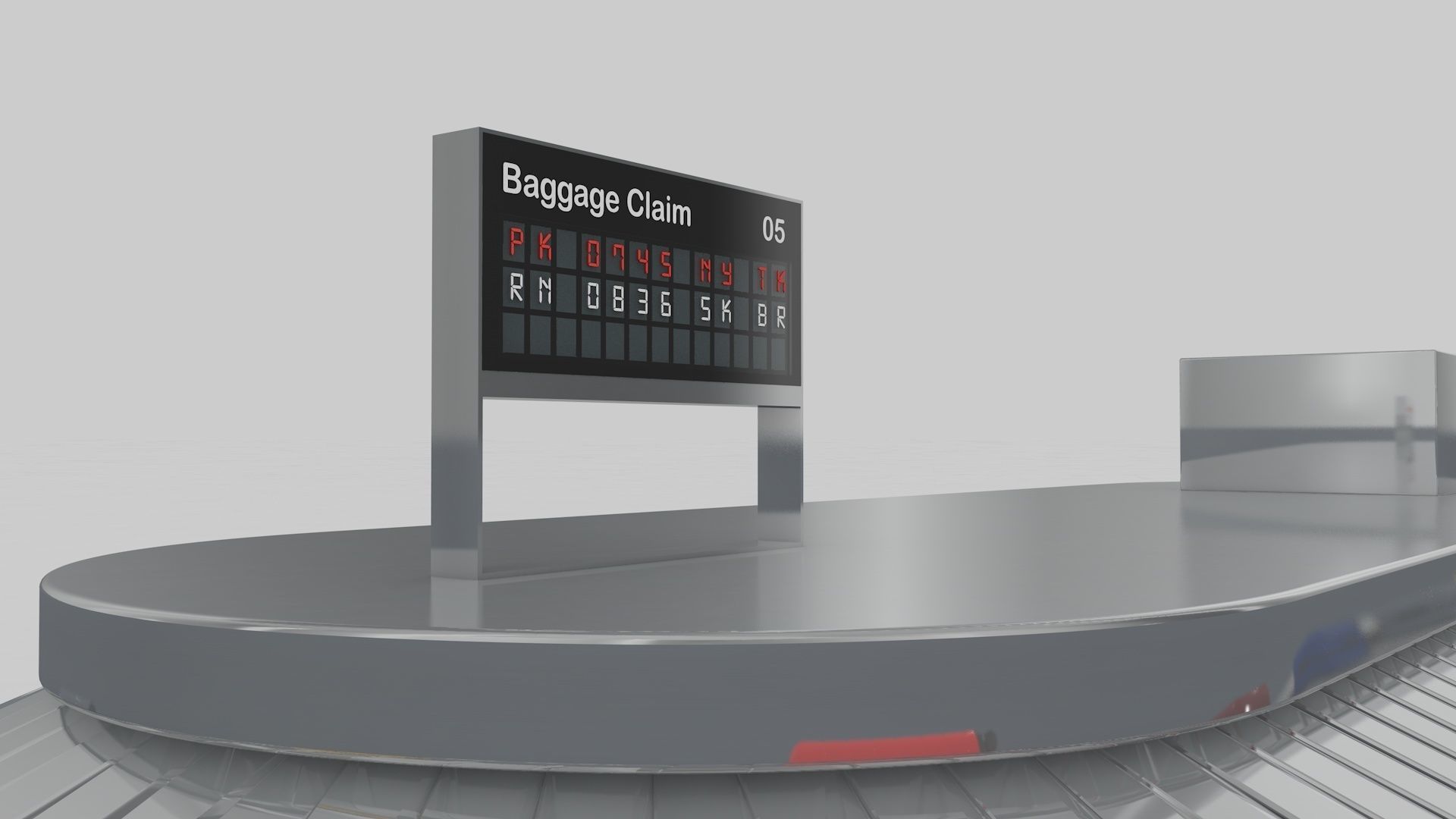 Airport Baggage Conveyor Belt Adjustable 3D model_6