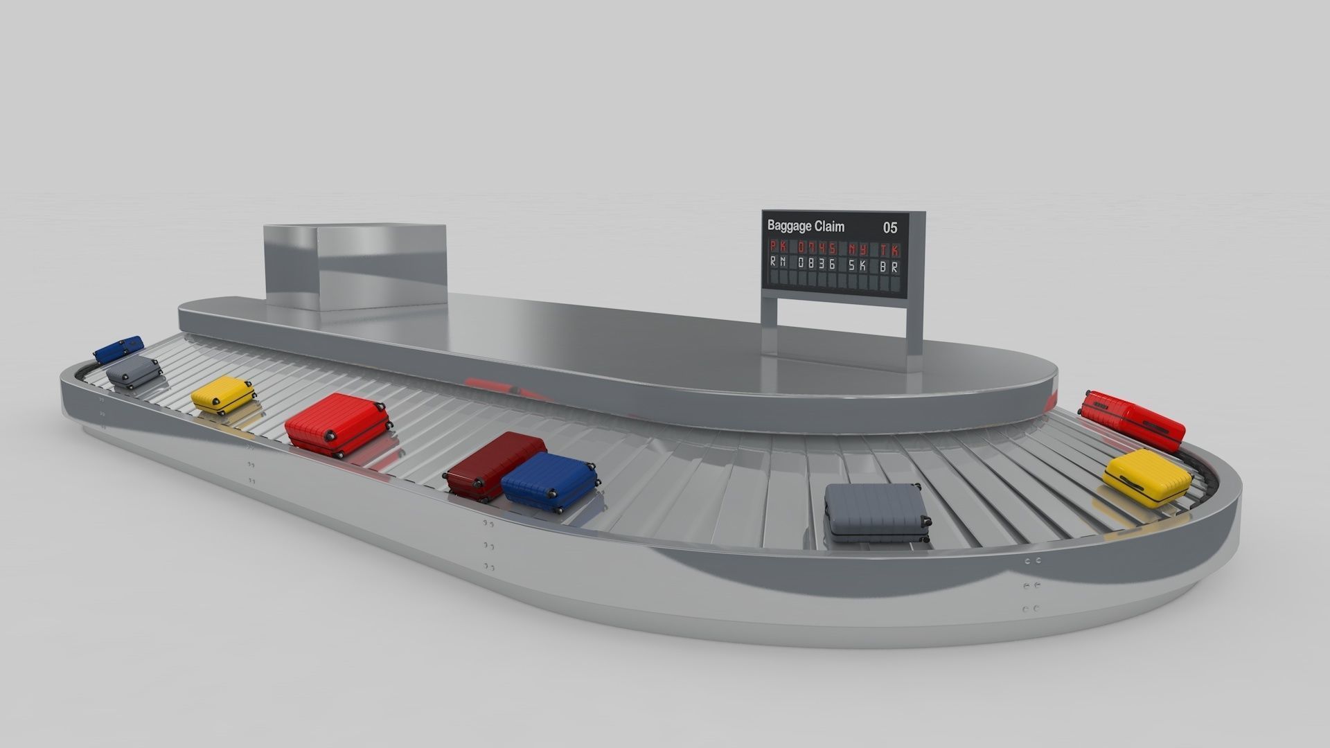 Airport Baggage Conveyor Belt Adjustable 3D model_3