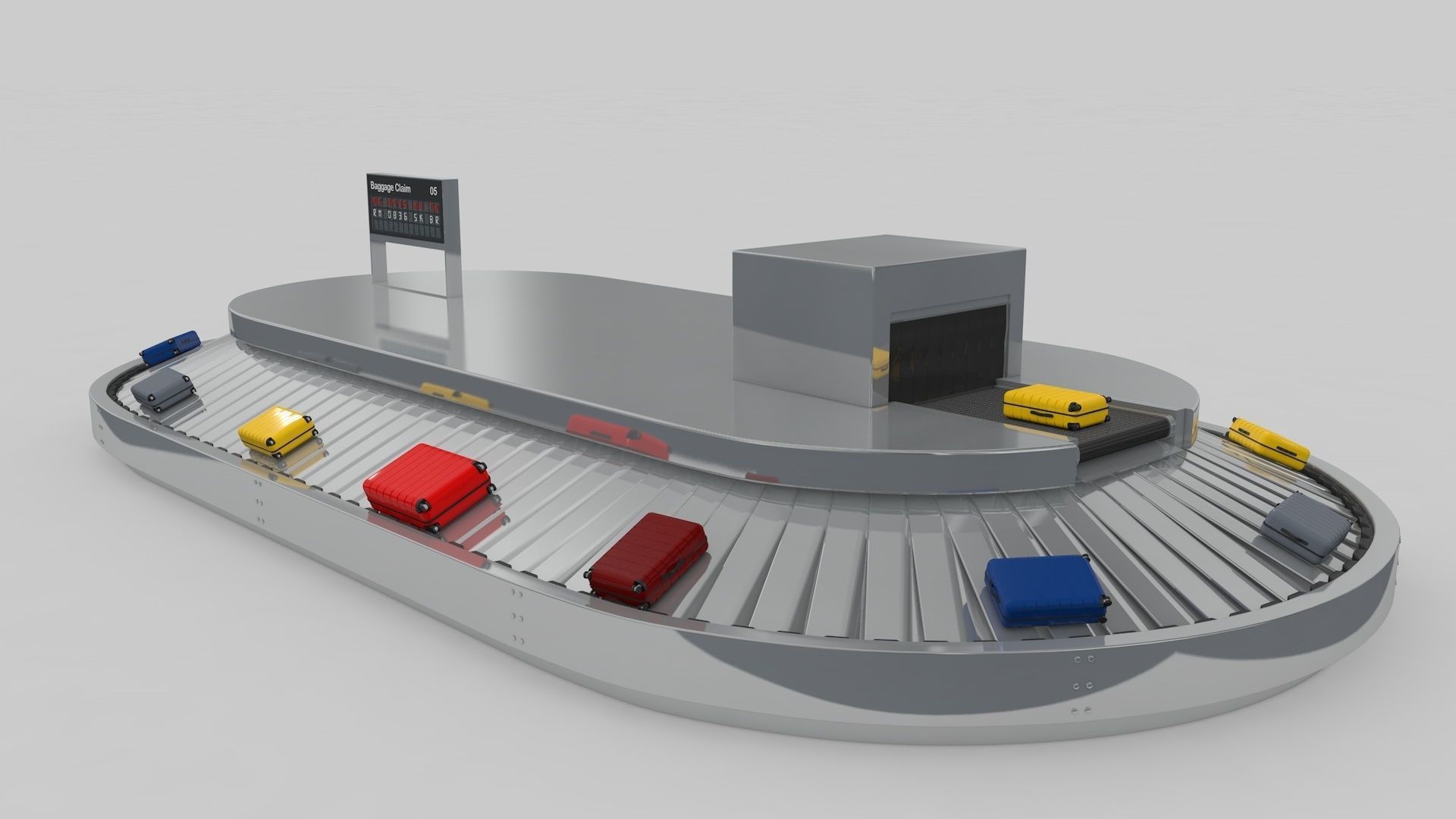Airport Baggage Conveyor Belt Adjustable 3D model_26